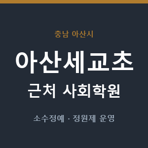 아산세교초 근처 사회학원 - 추천