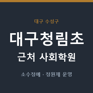 대구청림초 근처 사회학원 - 추천