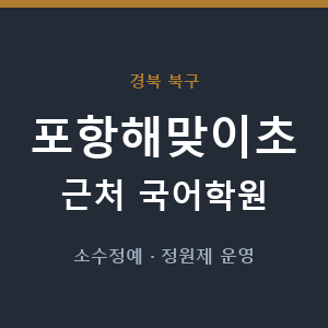 포항해맞이초 근처 국어학원 - 추천