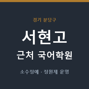 서현고 근처 국어학원 - 추천