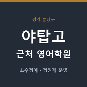 야탑고 근처 영어학원 - 추천