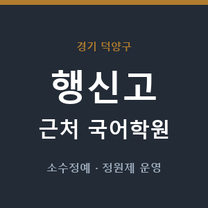 행신고 근처 국어학원 - 추천