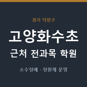 고양화수초 근처 학원 - 추천