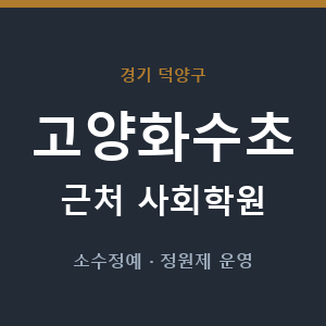 고양화수초 근처 사회학원 - 추천