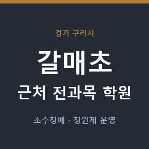 갈매초 근처 학원 - 추천