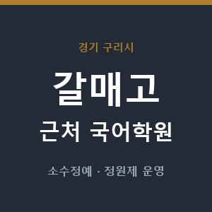 갈매고 근처 국어학원 - 추천