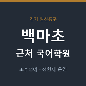 백마초 근처 국어학원 - 추천