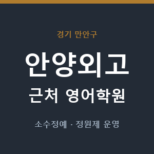 안양외고 근처 영어학원 - 추천