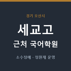 세교고 근처 국어학원 - 추천