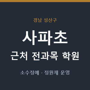 사파초 근처 학원 - 추천