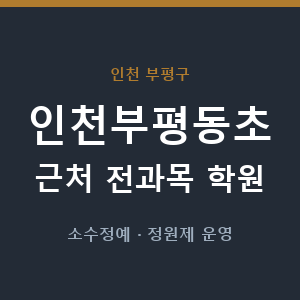 인천부평동초 근처 학원 - 추천