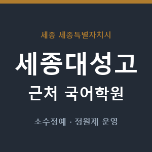 세종대성고 근처 국어학원 - 추천