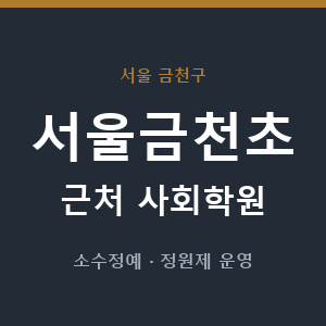 서울금천초 근처 사회학원 - 추천