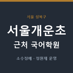 서울개운초 근처 국어학원 - 추천