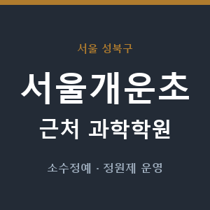 서울개운초 근처 과학학원 - 추천