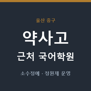 약사고 근처 국어학원 - 추천